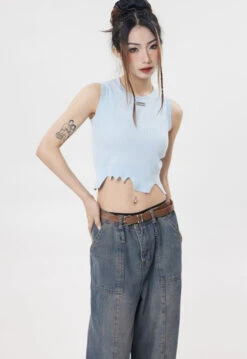 Asymmetric Hem Sleeveless Crop Top -Modern Wear Shop O1CN01ryi5hO1N3STWmU6S8 4191731514