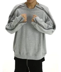 Oversized Crewneck Contrast Zip-Piping Sweatshirt -Modern Wear Shop O1CN01s3uwGe1bfqLOCmV5e 4115473493