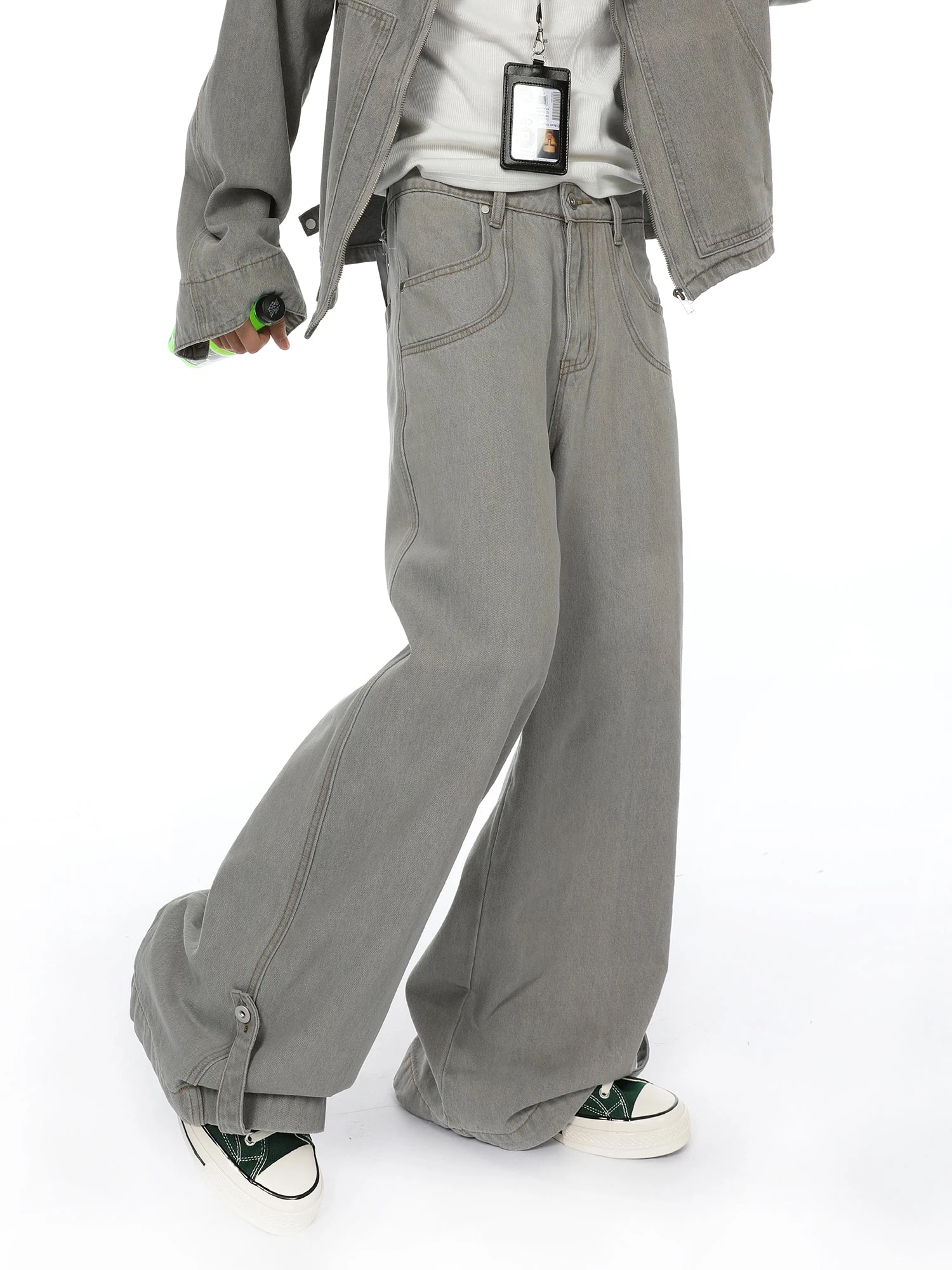 Oversized Wide-Fit Washout Denim Jacket And Wide-Leg Jeans Set 8 Oversized Wide-Fit Washout Denim Jacket And Wide-Leg Jeans Set - Image 8