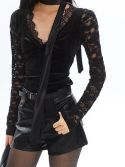 Mesh Lace Long Sleeve V-Neck Top -Modern Wear Shop O1CN01sZ0Tz125KifrMObVH 1979797508