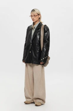 Glossy Faux Leather Oversized Blazer With Cuff Button Details -Modern Wear Shop O1CN01sgXlEg1hmc1sGwnDN 115004320