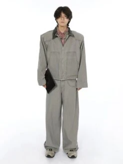 Oversized Wide-Fit Washout Denim Jacket And Wide-Leg Jeans Set