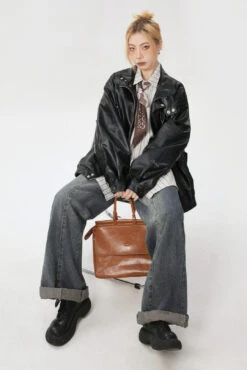 Fold Over Collar Faux Leather Jacket -Modern Wear Shop O1CN01t9Bghz1SCgWZUsdiP 2215090042211