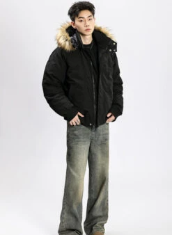 Removable Faux Fur Hoodie Bomber Jacket With Ribbed Hem 35 Removable Faux Fur Hoodie Bomber Jacket With Ribbed Hem -Modern Wear Shop O1CN01tKCBWG1knTbVdEais 3161734728