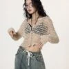 Crochet Crop Top With Flare Sleeves