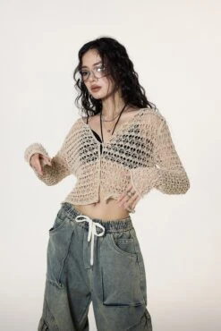 Crochet Crop Top With Flare Sleeves