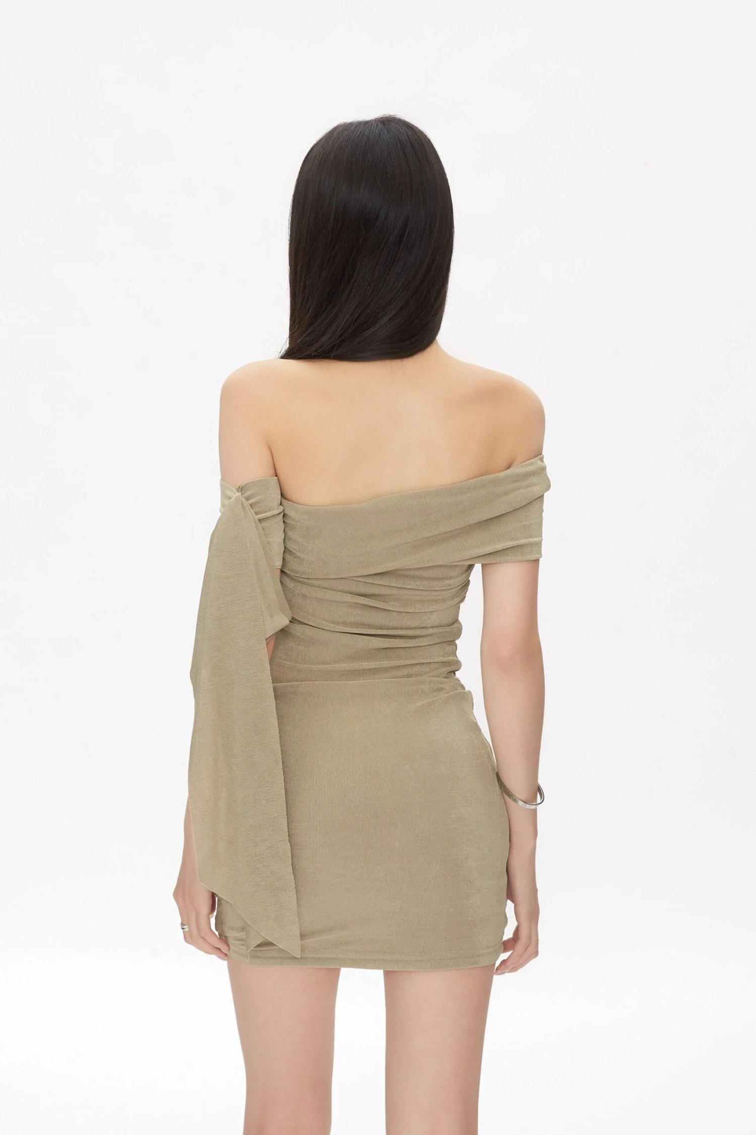 Ruched Off Shoulder Bodycon Mini Dress 6 Ruched Off Shoulder Bodycon Mini Dress - Image 6