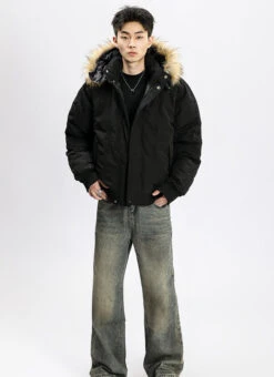 Removable Faux Fur Hoodie Bomber Jacket With Ribbed Hem 36 Removable Faux Fur Hoodie Bomber Jacket With Ribbed Hem -Modern Wear Shop O1CN01uc4OcU1knTbSn8a54 3161734728