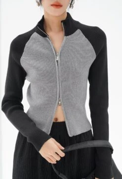 Color Block Double Zip Ribbed Top -Modern Wear Shop O1CN01upK9kF2Ivtbvg3yhx 85259349