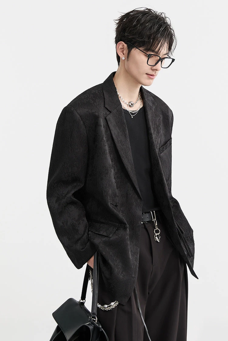 Textured Floral Pattern Single-Breasted Blazer 6 Textured Floral Pattern Single-Breasted Blazer - Image 6