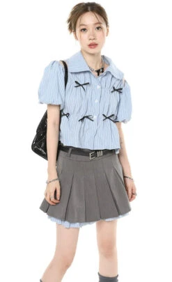 Stripe Cold Shoulder Button Top -Modern Wear Shop O1CN01vPPy2C281t47X26ka 800637873