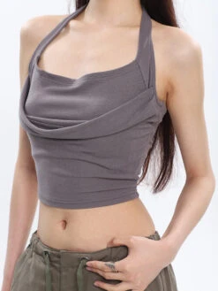 Ruched Halter Crop Top 23 Ruched Halter Crop Top -Modern Wear Shop O1CN01vUlj5r1iBncJ0Pz1Q 2201256844375
