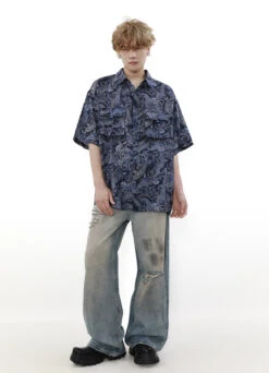 Paisley Print Short Sleeve Button Shirt With Flap Chest Pockets -Modern Wear Shop O1CN01vcK8pF1VQpk1GHtYt 2434502648