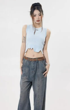 Asymmetric Hem Sleeveless Crop Top -Modern Wear Shop O1CN01vd0UVH1N3STYqRFJn 4191731514