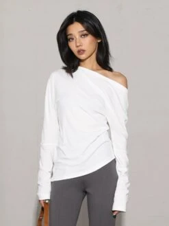 Off-Shoulder Folded Long Sleeve Top -Modern Wear Shop O1CN01wOx14B1jVmYmRar1y 838554554