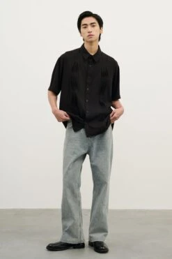 Pleated Wave-Panel Short Sleeve Button-Up Shirt 28 Pleated Wave-Panel Short Sleeve Button-Up Shirt -Modern Wear Shop O1CN01wy8WDs1TcA5hBzS9B 2206881692402