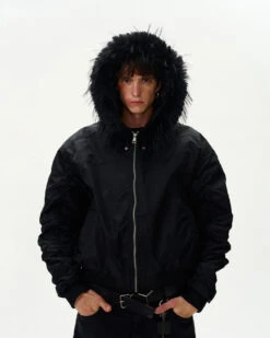 Ruched Sleeve Faux Fur Hooded Bomber Jacket 16 Ruched Sleeve Faux Fur Hooded Bomber Jacket -Modern Wear Shop O1CN01xGOu8q1QxkAcHIyBc 4008732043