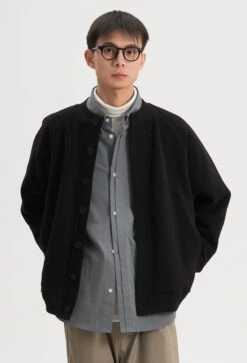 Waffle Textured Button Up Bomber Jacket -Modern Wear Shop O1CN01xHqL8p2IBdjePtcZa 2741639248