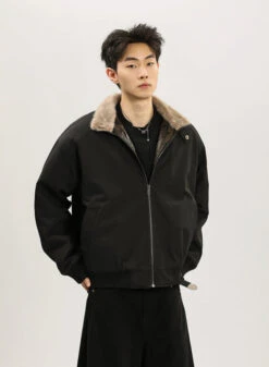 Faux Fur Lined Bomber Jacket With Snakeskin Detail -Modern Wear Shop O1CN01yW6vv21knTcG2BV4V 3161734728