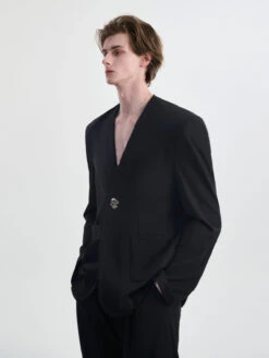 Distressed Hem Single Breasted Blazer With Patch Pockets 21 Distressed Hem Single Breasted Blazer With Patch Pockets -Modern Wear Shop O1CN01yzEoHJ1Cf3KMIbpb4 668530107