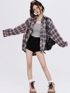 Oversized Plaid Long Sleeve Button Shirt -Modern Wear Shop O1CN01z7knde2GLb1fYaqFi 2288188999