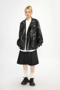 Fold Over Collar Faux Leather Jacket -Modern Wear Shop O1CN01zlnEiv1SCgWd8i01x 2215090042211