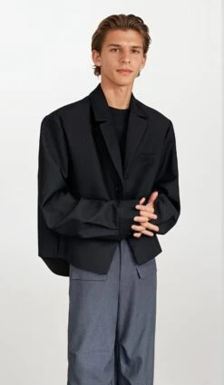 Classic Notched Collar Cropped Blazer -Modern Wear Shop PWmV012hAR bftuh topaz enhance 2x