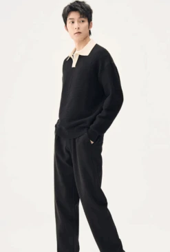 Contrast Collar Drop Shoulder Ribbed Sweater -Modern Wear Shop Screenshot2024 09 10210702