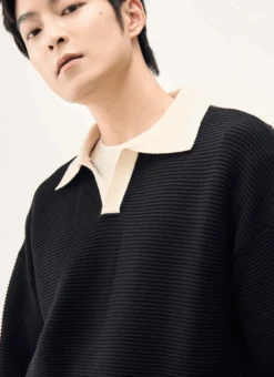 Contrast Collar Drop Shoulder Ribbed Sweater -Modern Wear Shop Screenshot2024 09 10210720