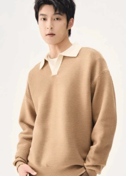 Contrast Collar Drop Shoulder Ribbed Sweater -Modern Wear Shop Screenshot2024 09 10210920