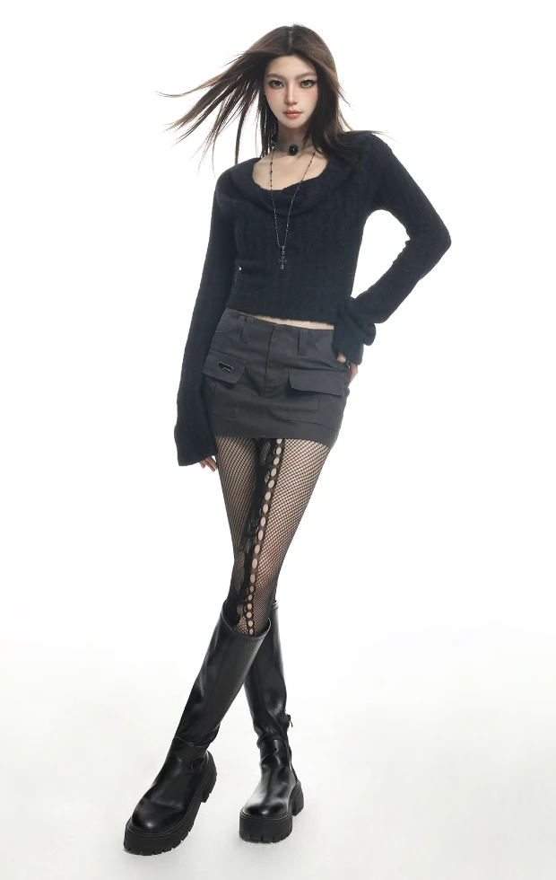 Fuzzy Cowl Neck Long Sleeve Knit Crop Top 7 Fuzzy Cowl Neck Long Sleeve Knit Crop Top - Image 7