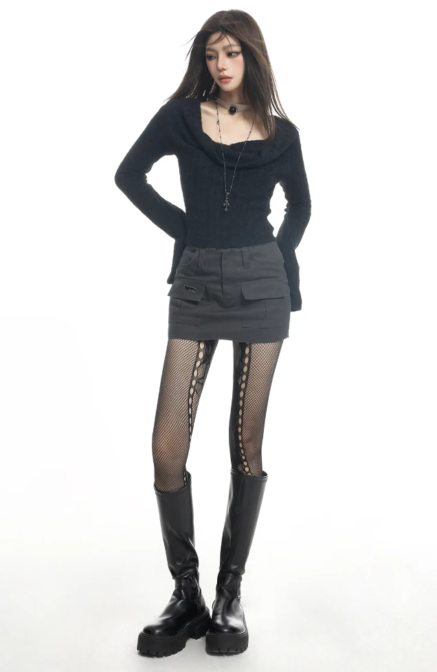 Fuzzy Cowl Neck Long Sleeve Knit Crop Top 6 Fuzzy Cowl Neck Long Sleeve Knit Crop Top - Image 6