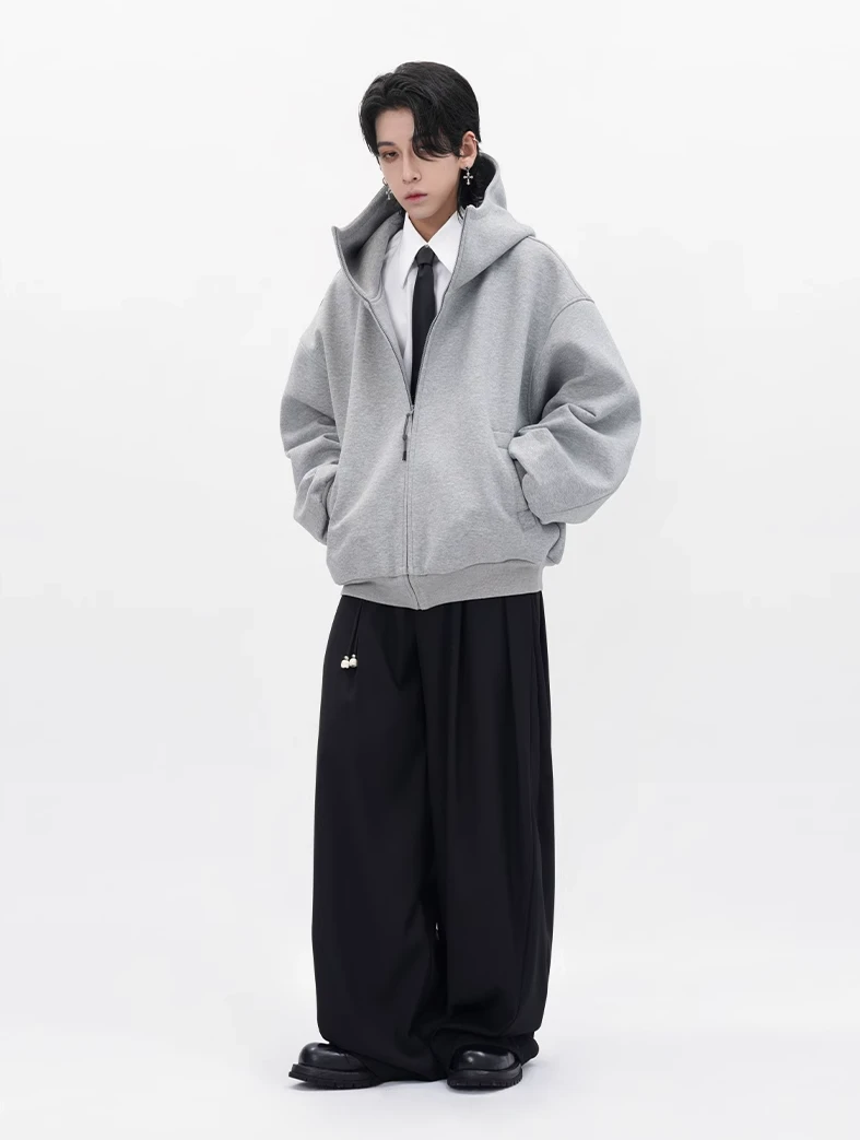 Oversized High Collar Zip-Up Hoodie Jacket 7 Oversized High Collar Zip-Up Hoodie Jacket - Image 7