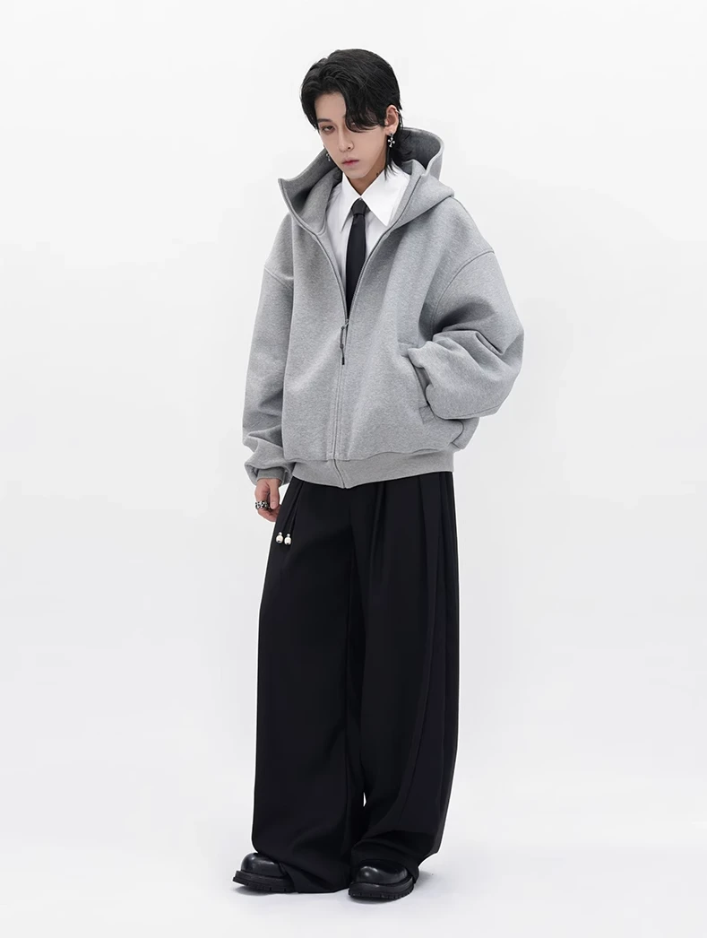 Oversized High Collar Zip-Up Hoodie Jacket 8 Oversized High Collar Zip-Up Hoodie Jacket - Image 8