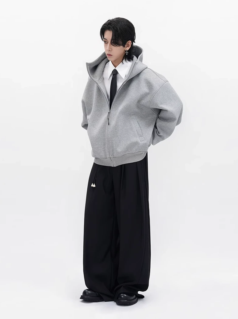 Oversized High Collar Zip-Up Hoodie Jacket 9 Oversized High Collar Zip-Up Hoodie Jacket - Image 9