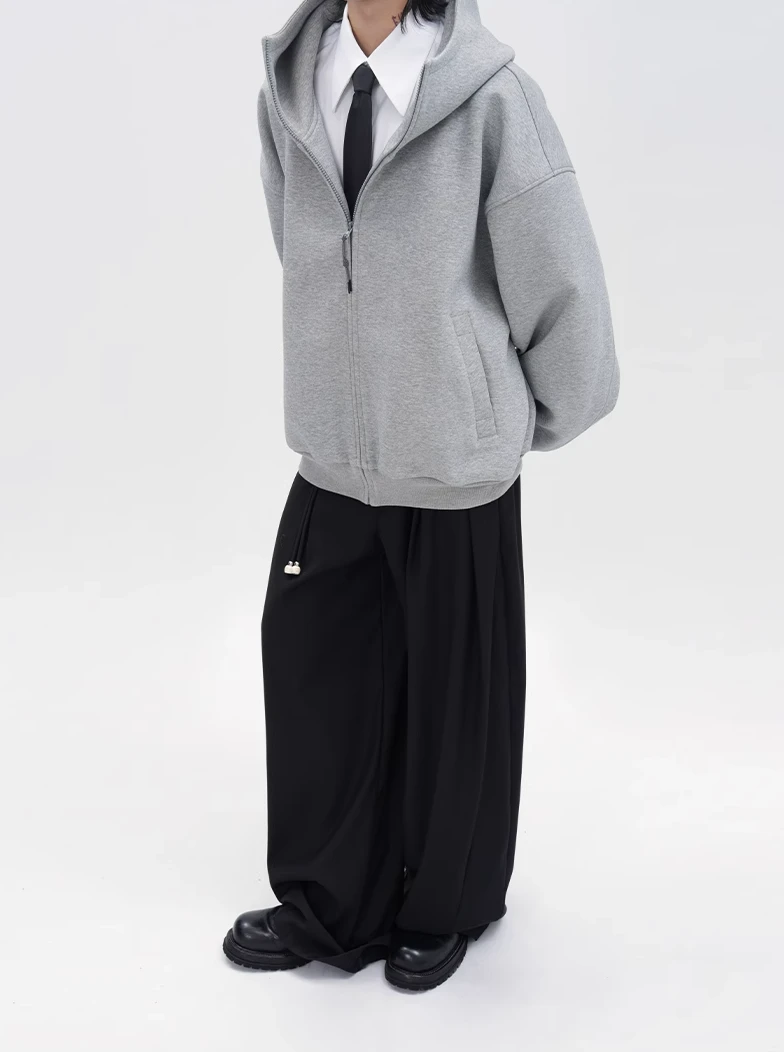 Oversized High Collar Zip-Up Hoodie Jacket 12 Oversized High Collar Zip-Up Hoodie Jacket - Image 12