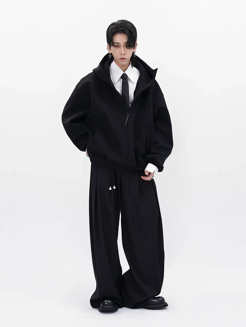 Oversized High Collar Zip-Up Hoodie Jacket 17 Oversized High Collar Zip-Up Hoodie Jacket - Image 17