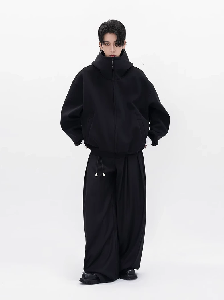 Oversized High Collar Zip-Up Hoodie Jacket 18 Oversized High Collar Zip-Up Hoodie Jacket - Image 18