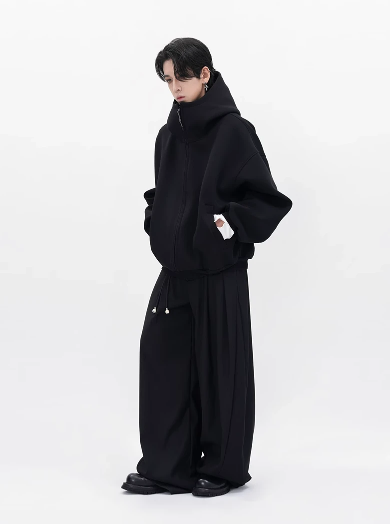 Oversized High Collar Zip-Up Hoodie Jacket 19 Oversized High Collar Zip-Up Hoodie Jacket - Image 19