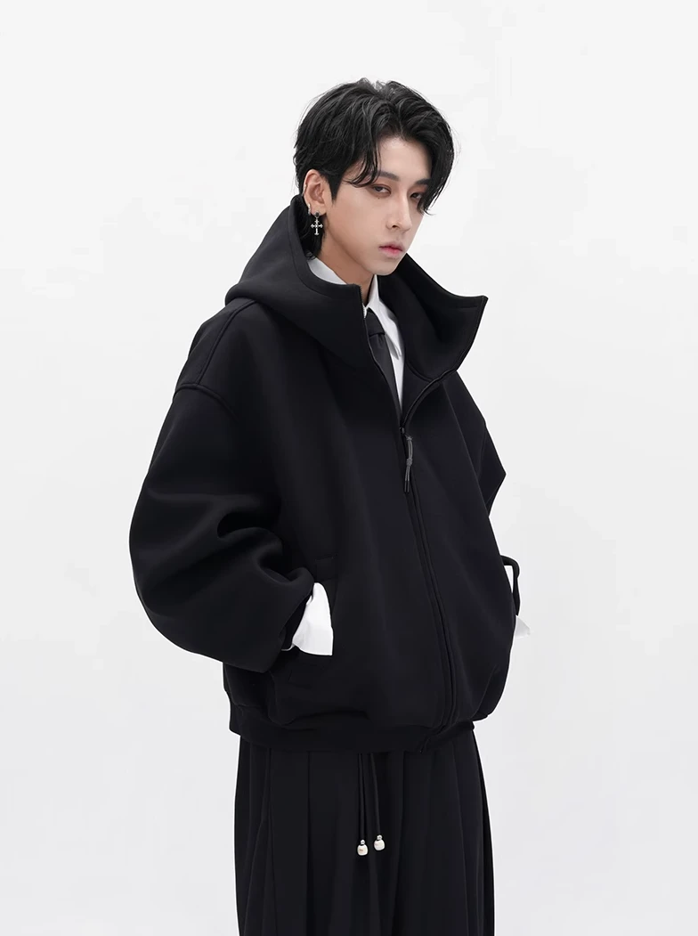 Oversized High Collar Zip-Up Hoodie Jacket 14 Oversized High Collar Zip-Up Hoodie Jacket - Image 14