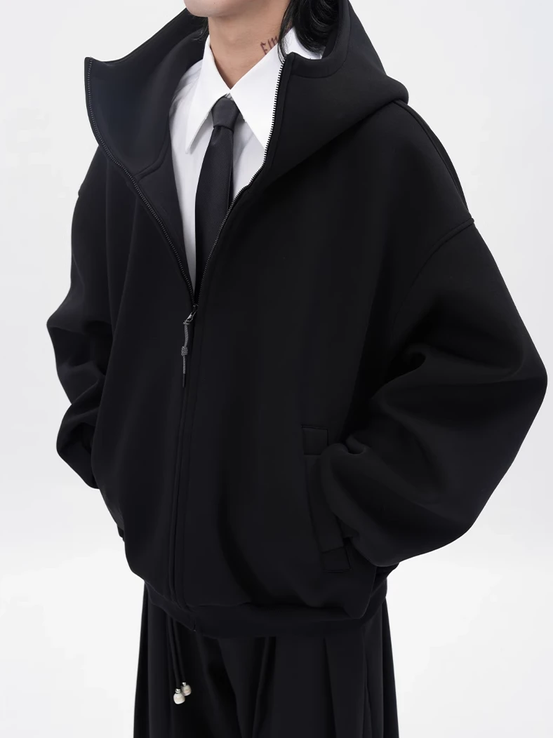 Oversized High Collar Zip-Up Hoodie Jacket 15 Oversized High Collar Zip-Up Hoodie Jacket - Image 15