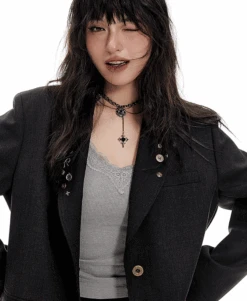 Oversized Button Detail Blazer With Notched Lapel -Modern Wear Shop Screenshot2025 05 17005933