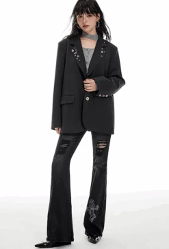 Oversized Button Detail Blazer With Notched Lapel -Modern Wear Shop Screenshot2025 05 17010017