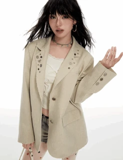 Oversized Button Detail Blazer With Notched Lapel -Modern Wear Shop Screenshot2025 05 17010042