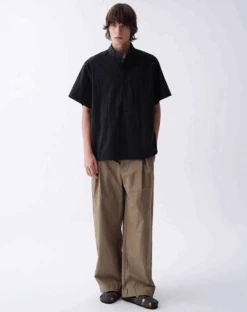 Textured Half Button Stand Collar Short Sleeve Shirt -Modern Wear Shop Screenshot2025 06 12140556