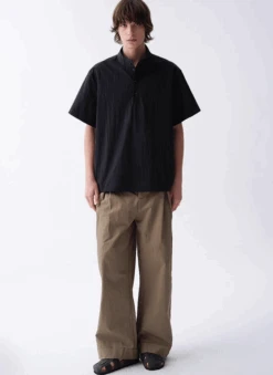 Textured Half Button Stand Collar Short Sleeve Shirt -Modern Wear Shop Screenshot2025 06 12140611