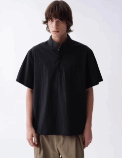 Textured Half Button Stand Collar Short Sleeve Shirt -Modern Wear Shop Screenshot2025 06 12140628