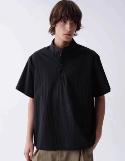 Textured Half Button Stand Collar Short Sleeve Shirt -Modern Wear Shop Screenshot2025 06 12140640