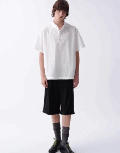 Textured Half Button Stand Collar Short Sleeve Shirt -Modern Wear Shop Screenshot2025 06 12140654