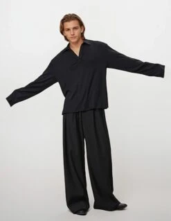 Oversized Long Sleeve V-Neck Polo Top -Modern Wear Shop Screenshot2025 06 19172010